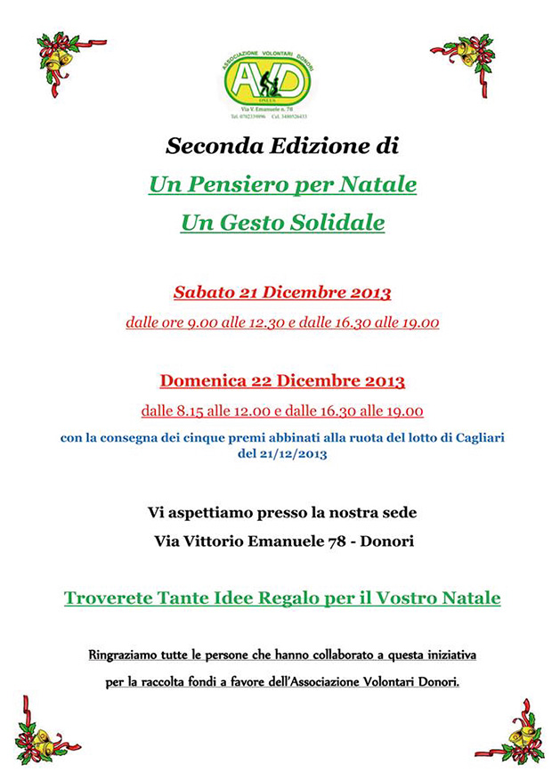 Seconda edizione di Un pensiero per Natale un gesto Solidale - Donori - 21 Dicembre 2013 - ParteollaClick