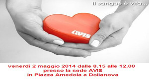 Locandina per la Campagna raccolta sangue AVIS - Dolianova- 2 Maggio 2014 - ParteollaClick