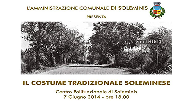 Manifesto per la manifestazione Il Costume Tradizionale Soleminise - Centro Polifunzionale Soleminis 7 Giugno 2014 - ParteollaClick