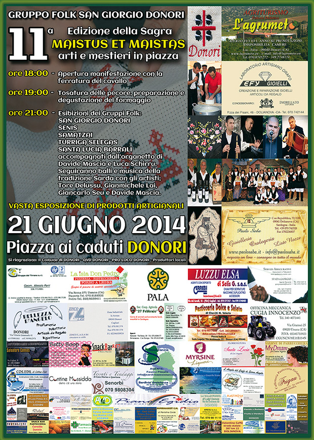 Undicesima Edizione della Sagra Maistus et Maistas, arti e mestieri in piazza - Donori- 21 Giugno 2014 - ParteolalClick