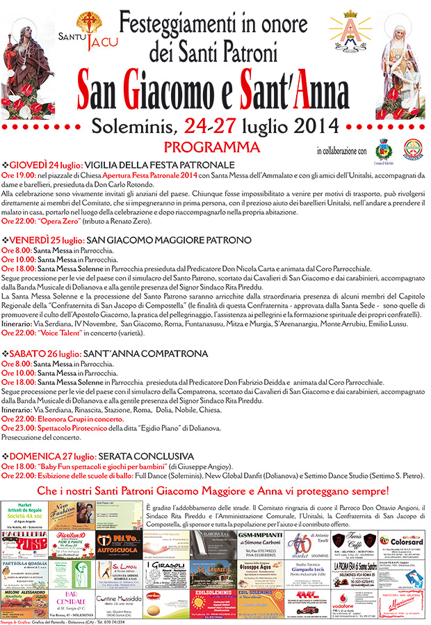 Festeggiamenti dei Santi Patroni San Giacomo e Sant'Anna 2014 - Soleminis - dal 24 al 27 Luglio 2014 - ParteollaClick