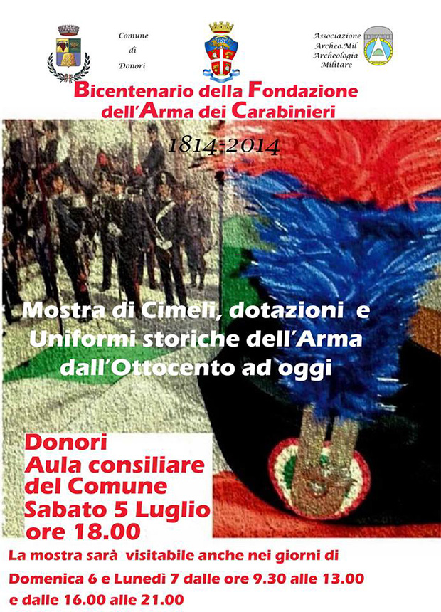 Mostra per il Bicentenario della Fondazione dell'Arma dei Carabinieri - Donori- 5, 6 e 7 Luglio 2014 - ParteollaClick