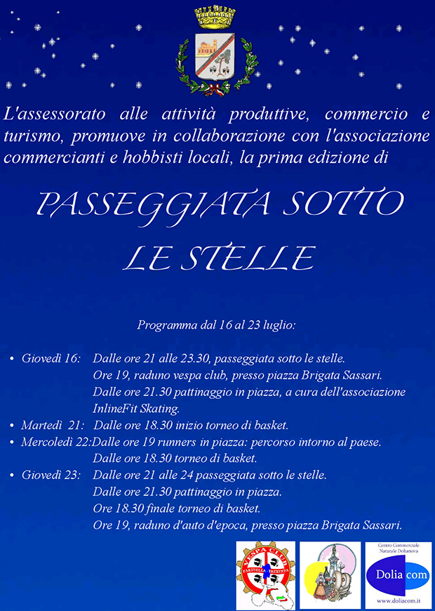 1ª Edizione della Passeggiata Sotto le Stelle - Dolianova - 16, 21, 22 e 23 Luglio 2015 - ParteollaClick