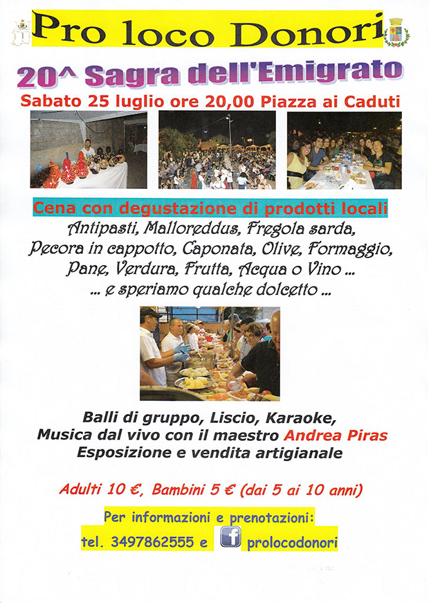 20ª Sagra dell'Emigrato - Donori - 25 Luglio 2015 - Pro Loco Donori - ParteollaClick