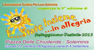 Banner 3ª edizione di E...State insieme...in allegria, festeggiamo l'estate 2015 - Soleminis - 27, 28 Agosto e 4 Settembre 2015 - ParteollaClick