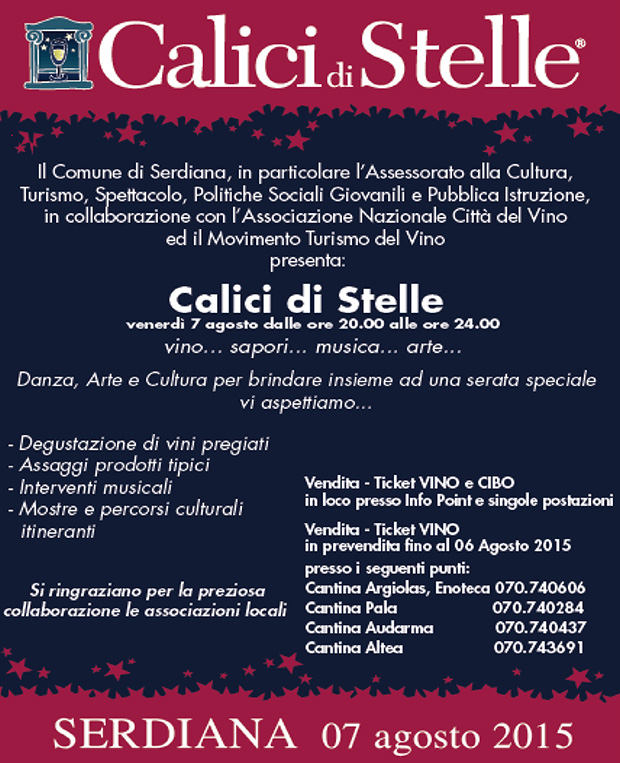 Locandina Calici di Stelle 2015 - Serdiana - 7 Agosto 2015 - ParteollaClick