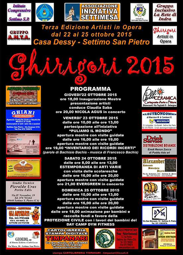 001 - Ghirigori, terza edizione Artisti in opera - dal 22 al 25 Ottobre 2015 - Settimo San Pietro - Casa Dessy - ParteollaClick