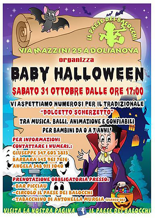 Baby Halloween 2015 presso il circolo Il Paese dei Balocchi - Dolianova- Sabato 31 Ottobre 2015 - ParteollaClick