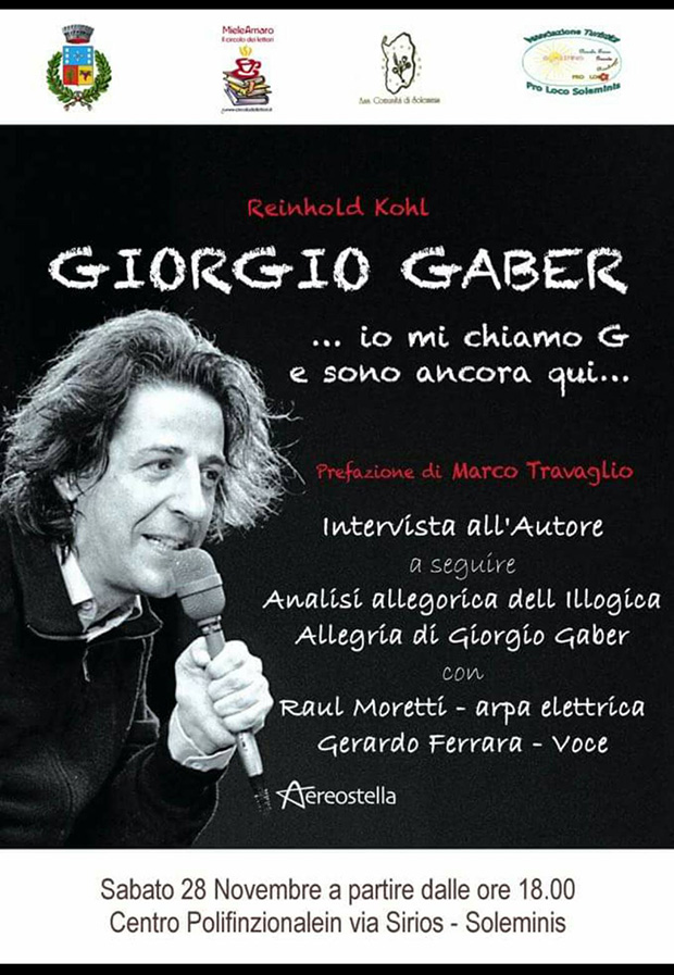 Sto bene, proprio ora, proprio qui analisi narrata dell'illogica allegria di Giorgio Gaber - 28 Novembre 2015 ore 18 - ParteollaClick