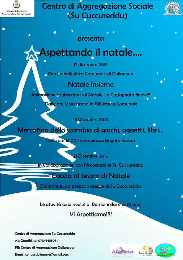 Aspettando il Natale 2015, attività per bambini dai 6 ai 10 anni - Dolianova - 17, 18 e 21 Dicembre 2015 - ParteollaClick