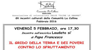 Banner Incontro Culturale sull'Enciclica Laudato si' di Papa Francesco - Comunità La Collina, Serdiana - 5 Febbraio 2016 - Parteollaclick