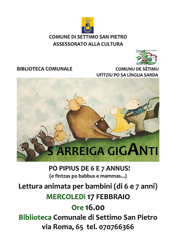 S'Arreiga Giganti, lettura animata per bambini di 6 e 7 anni - Settimo San Pietro - 17 Febbraio 2016 - ParteollaClick