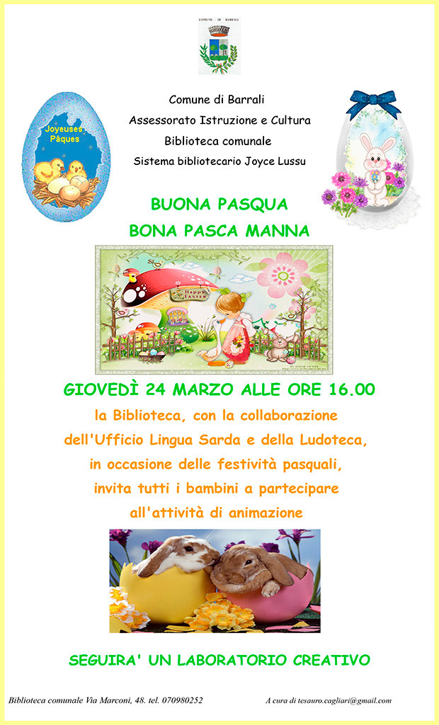 Buona Pasqua 2016, Animazione e Laboratorio Creativo per bambini - Barrali, Biblioteca Comunale - 24 Marzo 2016 - ParteollaClick