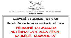 Banner Seminario sul tema Persone in misura alternativa alla pena, carcere, comunità - Comunità La Collina, Serdiana - 31 Marzo 2016 - ParteollaClick