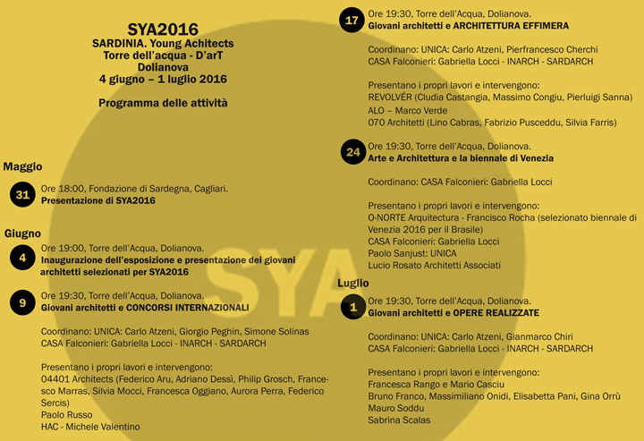 003 - SYA 2016, mostra di opere e progetti realizzati da architetti sardi con età inferiore a 40 anni - Dolianova Arts Tower - Dal 4 Giugno al 2 Luglio 2016 - ParteollaClick