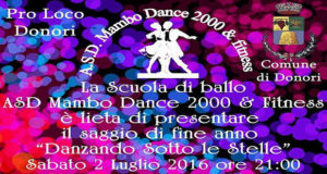 Banner Danzando Sotto le Stelle, 16° Anniversario della Scuola di Ballo Mambo Dance 2000 e Fitness - Donori - 2 Luglio 2016 - ParteollaClick