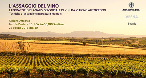 Banner L’assaggio del vino, laboratorio di analisi sensoriale di vini - Cantine Audarya Serdiana - 23 Giugno 2016 - ParteollaClick