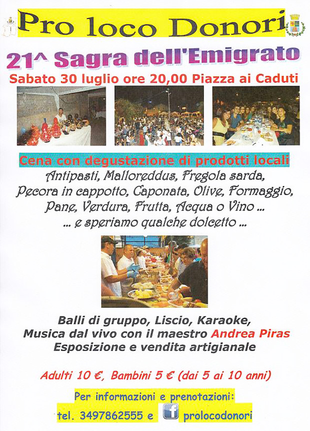 21ª Sagra dell'Emigrato - Donori - 29 Luglio 2016 - ParteollaClick