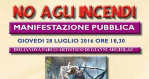 Banner NO AGLI INCENDI, manifestazione pubblica - Dolianova, Parco Artistico Gianni Argiolas - 28 Luglio 2016 - ParteolalClick