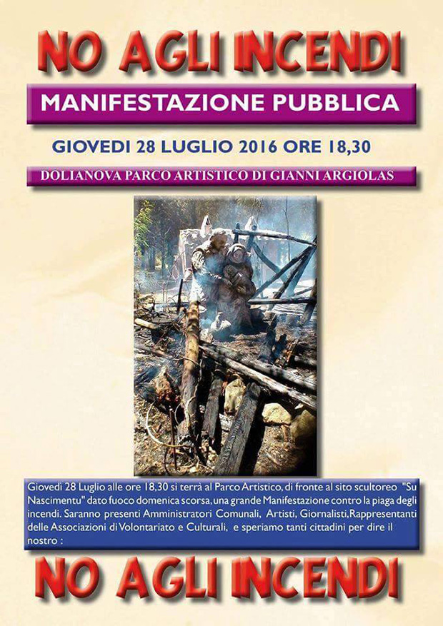 NO AGLI INCENDI, manifestazione pubblica - Dolianova, Parco Artistico Gianni Argiolas - 28 Luglio 2016 - ParteolalClick