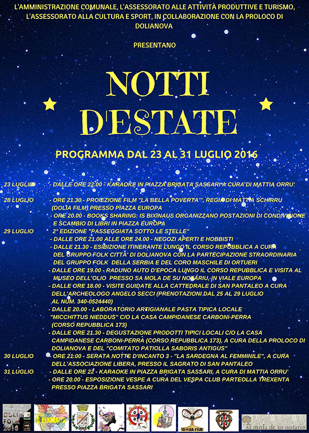 Notti d'Estate 2016 - Dolianova - Dal 23 al 31 Luglio 2016 - ParteollaClick