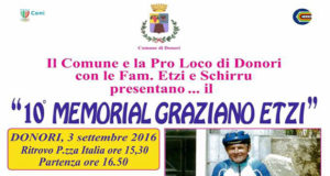 Baanner 10° Memorial Graziano Etzi - Donori, Piazza Italia - Sabato - 3 Settembre 2016 - ParteollaClick