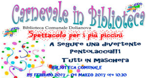 Banner Carnevale 2017 in Biblioteca - Dolianova, Biblioteca Comunale - Sabato 25 Febbraio e 4 Marzo 2017 - ParteollaClick