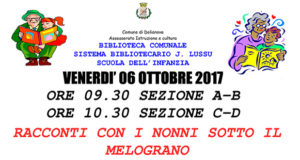 Banner Festa dei Nonni - Laboratorio di Racconti con i Nonni sotto il melograno - Dolianova, Biblioteca Comunale - 6 Ottobre 2017 - ParteollaClick