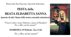 Banner Festa della Beata Elisabetta Sanna e presentazione del dipinto della Beata - Chiesa San Giacomo Maggiore, Soleminis - 18 Febbraio 2018 - ParteollaClick