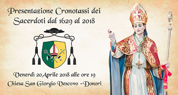 Banner Presentazione Cronotassi Sacerdoto dal 1629 al 2018 - Donori - 20 Aprile 2018