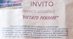 Banner Giornata Sensoriale Vietato Pensare nella Scuola dell'Infanzia - Donori - 4 e 5 Maggio 2018 - ParteollaClick