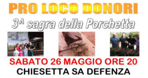 Banner Sagra della Porchetta 2018 - Donori, Parco di Sa Defenza - Sabato 26 Maggio 2018 - ParteollaClick