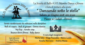 Banner Danzando Sotto le Stelle, 18° Anniversario della Scuola di Ballo Mambo Dance 2000 e Fitness - Donori - 30 Giugno 2018 - ParteollaClick