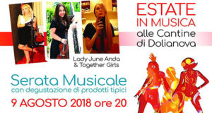 Banner Degustazioni e Musica, alle Cantine, con Lady June Anda & Together Girls - Cantine Sociali di Dolianova - 8 Agosto 2018 - ParteollaClick