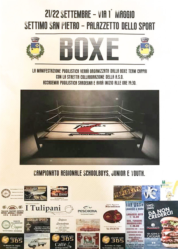 Banner Incontri di Boxe del campionato regionale schoolboys, junior e youtht - Settimo San Pietro - 21 e 22 Settembre 2018 - ParteollaClick