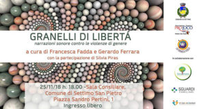 Banner Granelli di Libertà, narrazioni sonore contro le violenze di genere - Settimo San Pietro - 25 Novembre 2018 - ParteollaClick