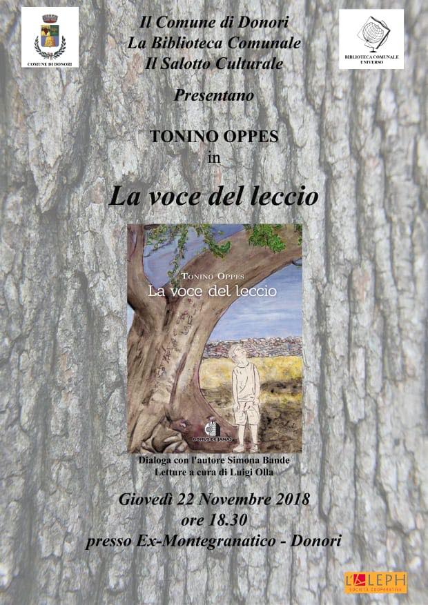 Banner Presentazione del libro La voce del leccio di Tonino Oppes - Donori, Ex Montegranatico - Giovedì 22 Novembre 2018 - ParteollaClick