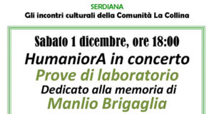 Banner HumaniorA in concerto Prove di Laboratorio, in ricordo di Manlio Brigaglia - Comunità La Collina, Serdiana - 1 Dicembre 2018 - ParteollaClick