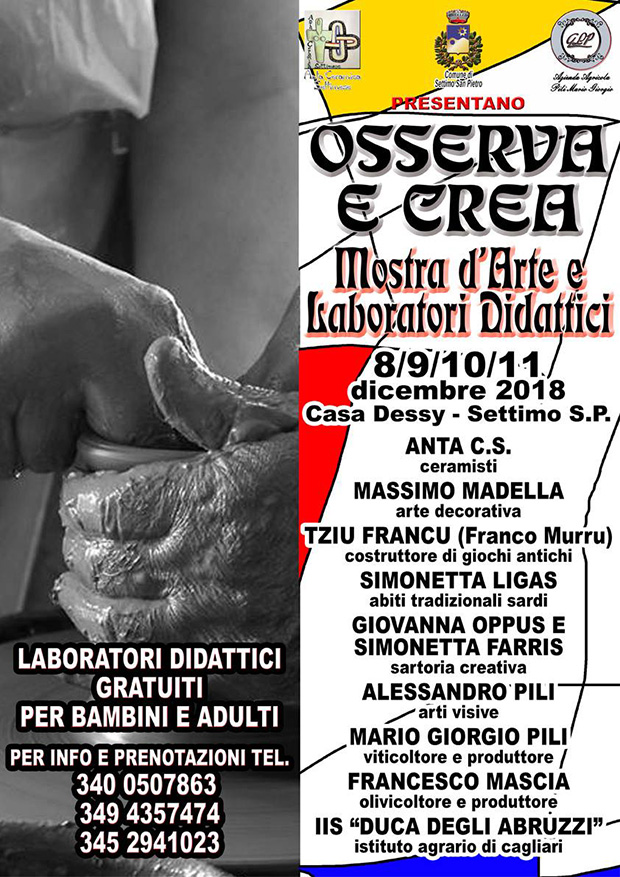 Osserva e Crea, mostra d'arte e laboratori didattici - Settimo San Pietro - Dall'8 all'11 Dicembre 2018 - ParteollaClick