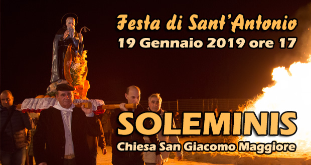 Banner Festa di Sant'Antonio Abate - Chiesa San Giacomo Maggiore, Soleminis - 19 Gennaio 2019 - ParteollaClick