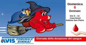 Banner Giornata della Donazione di Sangue 2019 - Settimo San Pietro, Casa Dessy, Via Gramsci 79 - 6 Gennaio 2019 - ParteollaClick