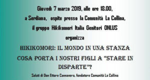 Banner Incontro sul fenomeno Hikikomori, l’isolamento sociale volontario - Comunità La Collina, Serdiana - 7 Marzo 2019 - ParteollaClick