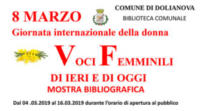 Banner Voci Femminili di ieri e di oggi, mostra bibliografica per la Festa della Donna - Dolianova - Dal 4 al 16 Marzo 2019 - ParteollaClick