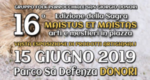 Banner 16ª Edizione della Sagra Maistus et Maistas, arti e mestieri in piazza - Donori - 15 Giugno 2019 - ParteollaClick