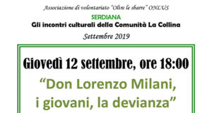 Banner Incontro Culturale Don Lorenzo Milani, i giovani, la devianza - Comunità La Collina, Serdiana - 12 Settembre 2019 - ParteollaClick