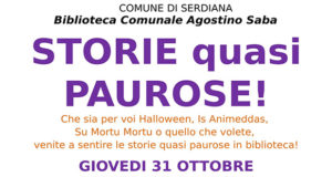 Banner STORIE quasi PAUROSE laboratorio di lettura in Biblioteca - Serdiana - 31 Ottobre 2019 - ParteollaClick