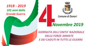 Banner Giornata dell'unità nazionale delle forze armate e dei caduti in guerra - Donori - 4 Novembre 2019 - ParteollaClick