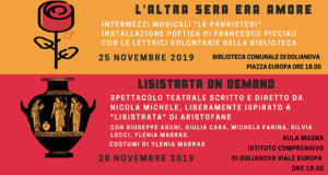 Banner Letture, musica e teatro per la giornata internazionale per l'eliminazione della violenza contro le donne - Dolianova - 25 e 28 Novembre 2019 - ParteollaClick