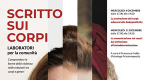 Banner SCRITTO SUI CORPI, laboratori contro la violenza di genere in Biblioteca - Settimo San Pietro - Mercoledì 4 e 11 Dicembre 2019 - ParteollaClick