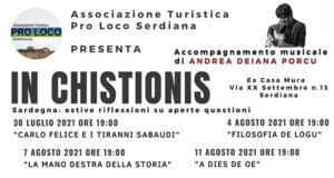 Banner IN CHISTIONIS, quattro appuntamenti letterari nella Casa Museo - Serdiana - Il 30 Luglio, il 4, il 7 e l'11 Agosto 2021 - ParteollaClick